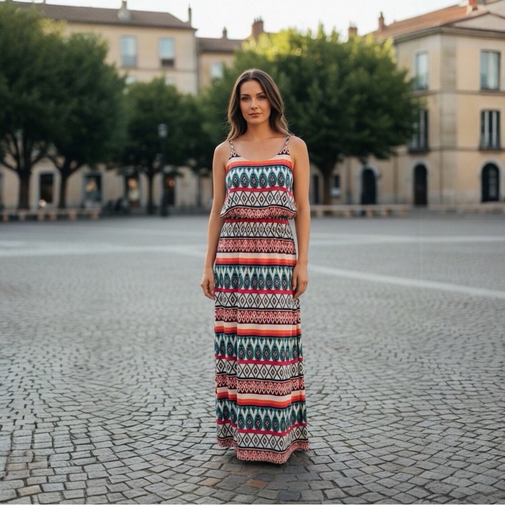 By & By Aztec Sleeveless Lightweight Maxi Dress Women’s Size Large